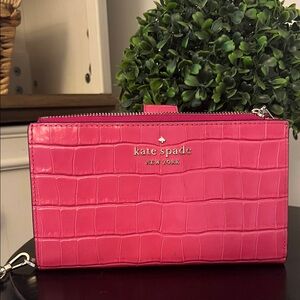 Kate Spade Vibrant Pink Croc-Embossed Clutch